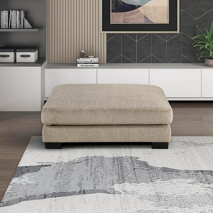 Lexicon 45" Modern Ottoman, Textured Microfiber Square Ottoman, Living Room Foot Rest, Module for Sectional Sofa, Foot Stool for Living Room/Bedroom, Assembled, Brown