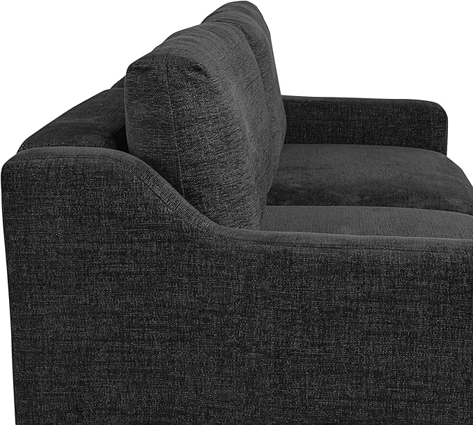 Serta Glendale 90.2" Queen Size Wall-Hugging Convertible Sofa, Dreamcoil Comfort, Chenille Fabric, Black