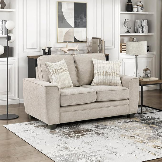 Lexicon Chenille Upholstered Loveseat Sofa with 2 Pillows, Removable Cushion Covers, Track Arms, Reversible Back and Seat Cushions, Comfy Love Seat Couches for Living Room/Office/Bedroom, Taupe