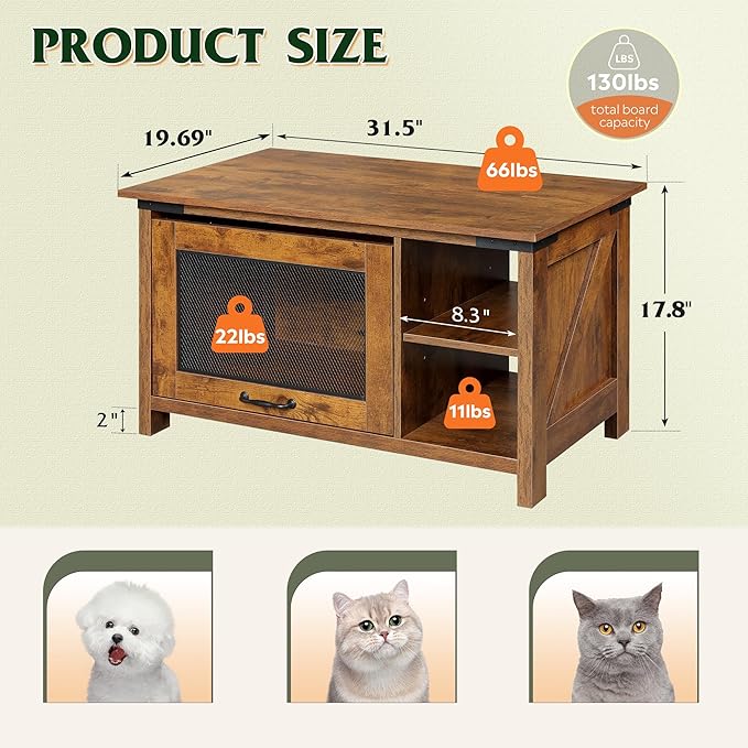 WLIVE Coffee Table with Storage, Modern Coffee Table with Flip-up Door, 2-in-1 Center Table Cat House Furniture for Living Room, Home, Rustic Brown