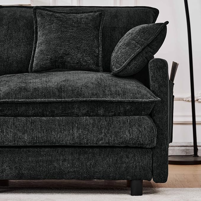 102" Modular Sectional Sofa, Premium Chenille Cloud Couch with Reversible Ottoman, L-Shaped Oversized Sofa with Side Storage Pockets for Multi-Scene Living Room & Home Office