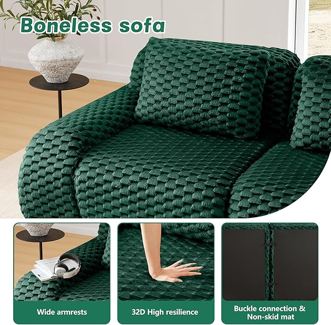 146" L-Shaped Compressed Sectional Cloud Sofa, Flannel Upholstered Modular Deep Seat Sofa with 5 Pieces, Modern Floor Boneless Foam Modular Cloud Couches for Living Room