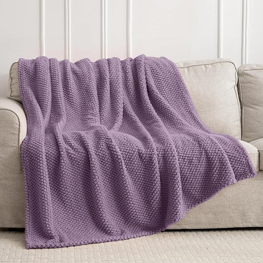 Purple 300GSM Fleece Large King Blanket for Couch Sofa Bed, 90x104 Soft Cozy Flannel Blankets, Lightweight Fuzzy Fluffy Throws for Women
