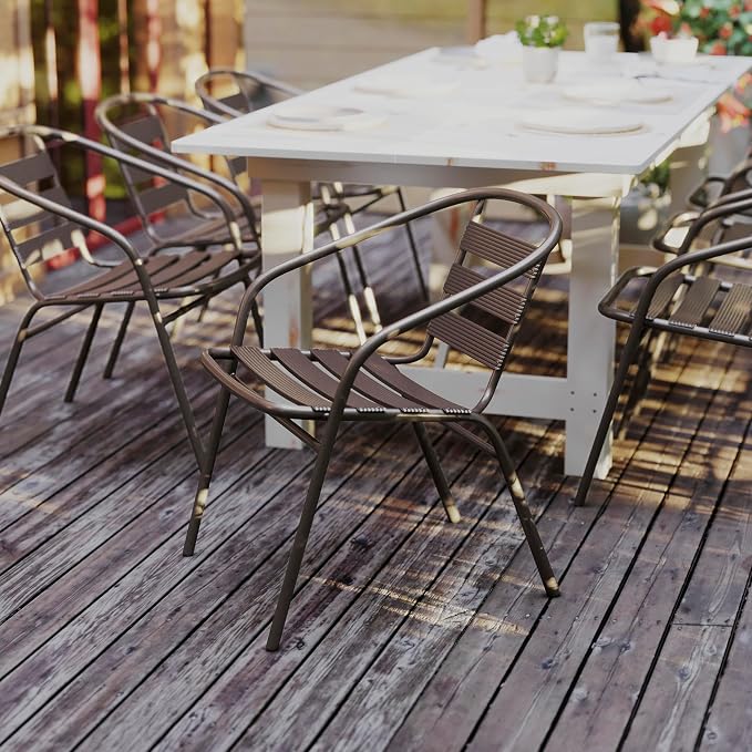 Flash Furniture Lila Bronze Metal Restaurant Stack Chair with Metal Slats - Image 6