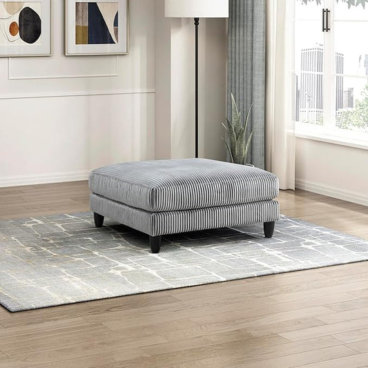 Lexicon 40" Modern Ottoman, Corduroy Square Ottoman, Living Room Foot Rest, Module for Sectional Sofa, Foot Stool for Living Room/Bedroom, Assembled, Gray