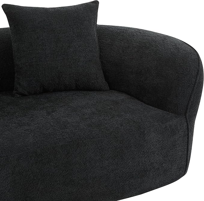 Christopher Knight Home Braebt 126" Sectional Sofa with 4 Throw Pillows, 5-Seater Large Modular Sofa Couches, Comfy Curved Upholstered Cloud Couch for Living Room, Study, No Assembly Required, Black