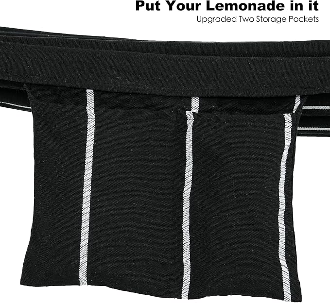 GAFETE Double Hammock with Stand for Outside, Upgraded Spreader Bar, Heavy Duty Space Saving Steel Stand 2 Person, Side Pockets, Easy Assembly, 600lbs Weight Capacity, Indoor & Outdoor (Darkness) - Image 3