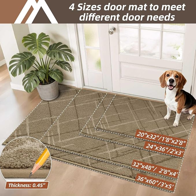 COSY HOMEER Front Door Mat Low Profile Non-Slip Doormat for Entryway, Absorbent Dirt Trapper Washable Entrance Mat, Sturdy Polyester Doormats (48"x32", Beige) - Image 5