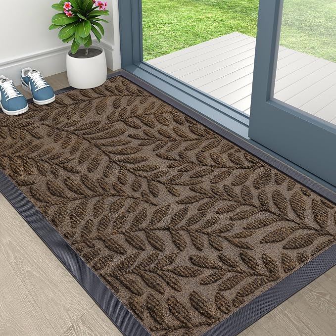OLANLY Door Mat Indoor Outdoor Entrance, 36x24, Waterproof All-Weather All-Season Doormat, Sturdy Natural Rubber, Stain and Fade Resistant, Low Profile, Easy Clean Patio Entryway Mat, Medium Brown - Image 7
