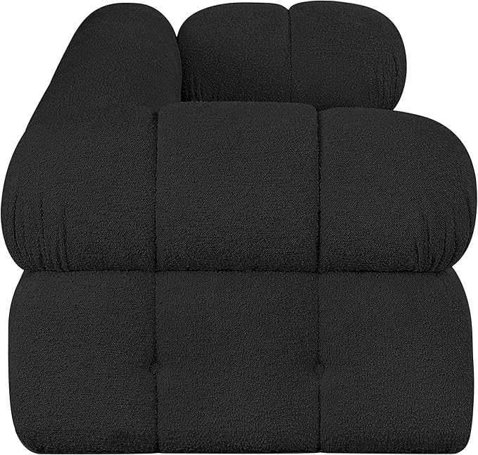 Meridian Furniture 611Black-S68A Ames Collection Modern | Contemporary Modular Sofa with Rich Black Boucle Fabric, Modular to Create Infinite Configurations, 68" W x 34" D x 28" H, Black