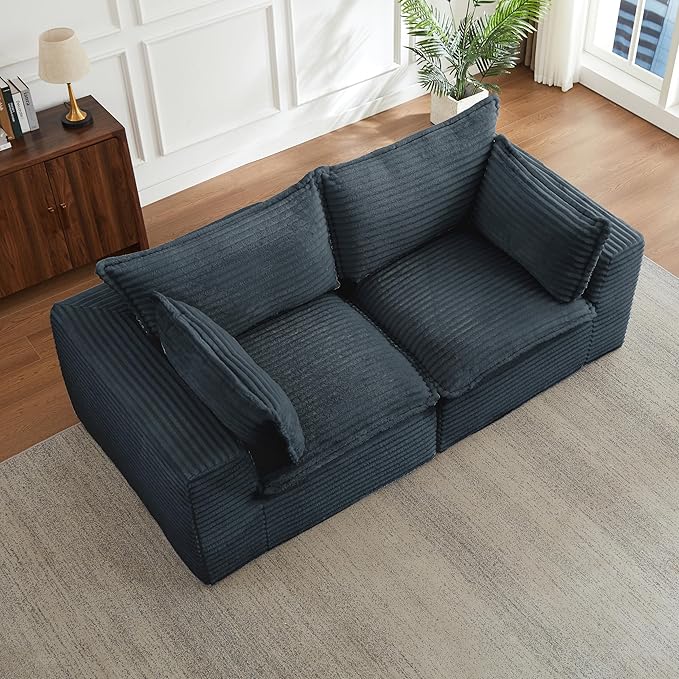 78.8" Cloud Loveseat Boneless Sofas for Living Room, 2 Seaters Modular Foam Cloud Sofa Couches, 2 Seat Compression Foam Couch with Headrests, No Assembly Required