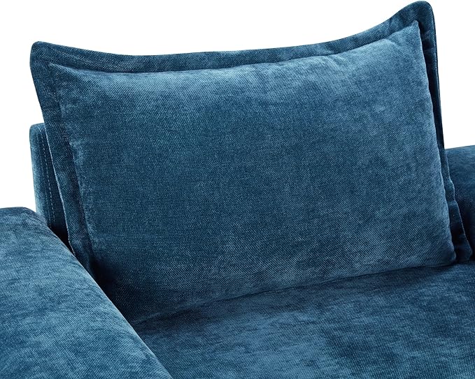 Christopher Knight Home Aylen Modern Chenille Upholstered Accent Chair with Wide Armrests, Wooden Living Room Club Chair, Bedroom Comfy Reading Chair with Back Pillow, Blue