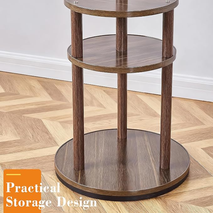 VECELO Coat Rack Freestanding, Entryway Hanger Stand, Umbrella Holder, Hall Tree With Hooks, Floor Standing Metal Tree Stand,Walnut - Image 5