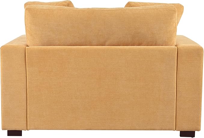 Christopher Knight Home Larrz Oversized Chaise Lounge Chair Indoor, Cozy Upholstered Sleeper Sofa Couch, Durable Wood Frame, Deep Seat Reading Chair with 2 Throw Pillows and Armrests, Yellow