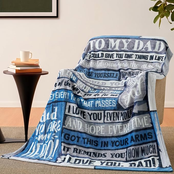 Joiedomi Dad Birthday Gifts from Daughter Son Super Soft Flannel Throw Blanket Dad Blanket for Father's Day Christmas 50" x 60" Grey