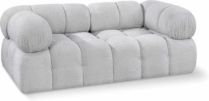 Meridian Furniture 611Grey-S68A Ames Collection Modern | Contemporary Modular Sofa with Rich Grey Boucle Fabric, Modular to Create Infinite Configurations, 68" W x 34" D x 28" H, Grey