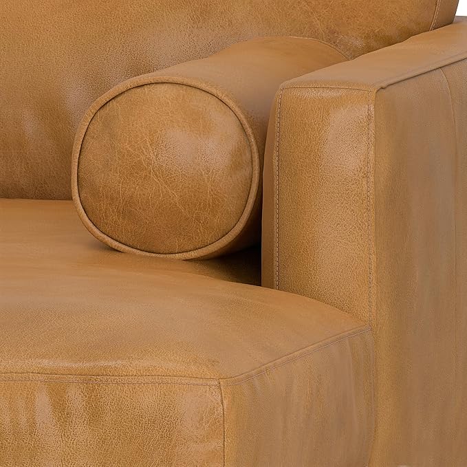 SIMPLIHOME Morrison Right Sectional Sofa in Full-Grain Genuine Leather, Sienna, 102-inches Wide, L-Shaped Leather Couch with Right Chaise for the Living Room and Family Room