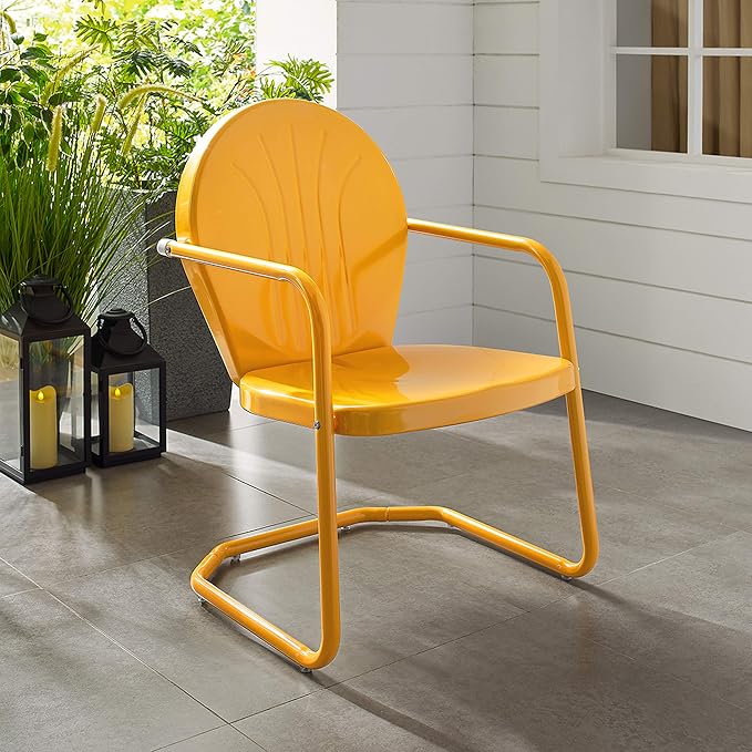 Crosley Furniture Griffith Outdoor Chair, Retro Metal Patio Chairs for Dining, Porch, Deck, Balcony, Tangerine - Image 15