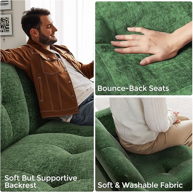 167" Oversized Modular Sofa with Versatile Console, U Shaped Sectional Couch with Storage Seats and Chaise, Comfy Chenille Cloud Couches with Adjustable Armrest for Living Room Apartment, Green