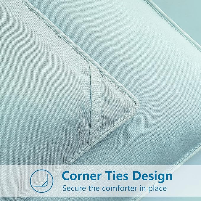 EASELAND California King Down Alternative Comforter - Quilted Duvet Insert for All Seasons, Soft Lightweight with Corner Tabs, Summer Winter Warm Bedding, Aqua 96x104 Inches