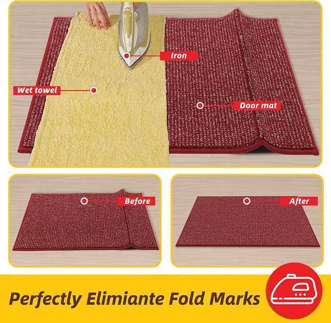 JSEI Dirt Trapper Door Mat 24"x36" Non-Slip Washable Entrance Mat, Dog Doormats, Absorbent & Fade-Resistant Floor Mats, Low Profile Welcome Mats for Entryway, Front Door, and Inside Entrance, Red - Image 2