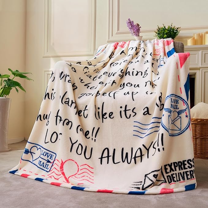 Joiedomi Mothers Day Blanket Gifts for Mom Birthday Gifts Soft Flannel Blanket for Mom Grandma from Daughter Son 50" x 60" Ivory White
