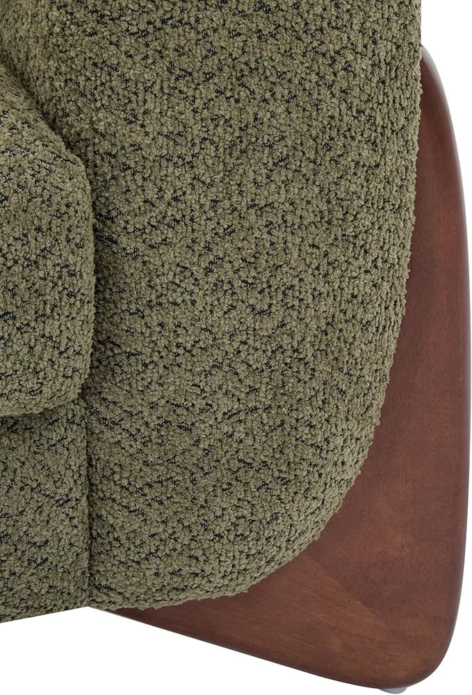 Merax 63 Inch Modern Boucle Upholstered 2-Seater Sofa, Chenille Fabric Loveseat with Solid Wood Legs, Low Profile Small Couch for Living Room, Olive Green