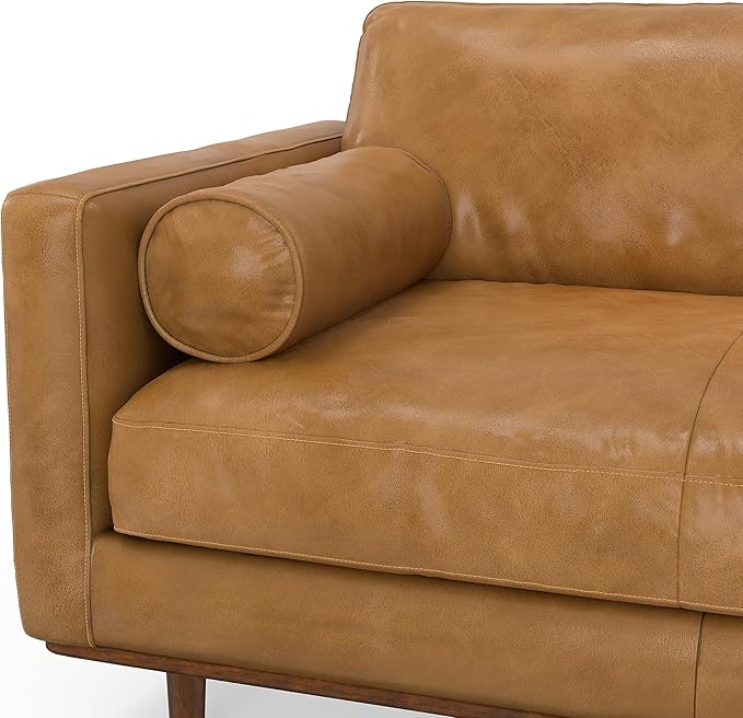 SIMPLIHOME Morrison Right Sectional Sofa in Full-Grain Genuine Leather, Sienna, 102-inches Wide, L-Shaped Leather Couch with Right Chaise for the Living Room and Family Room