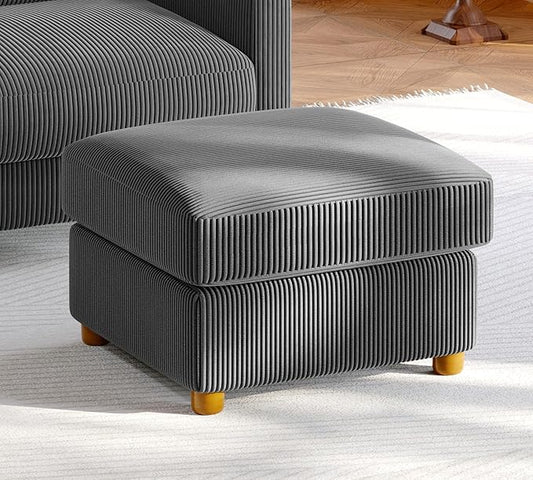 25.2" Couches for Living Room, Comfy Grey Ottoman with Storage, Foot Rest Tool-Free Setup, Small Ottoman Foot Rest for Couch, Corduroy Couch for Bedroom, Apartment, Office