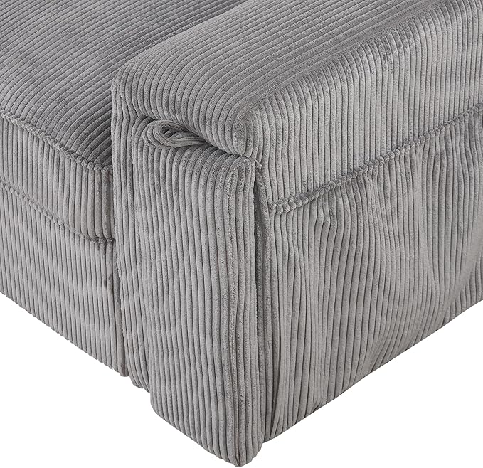 Modern Reversible Sleeper Sectional Sofa W/Pull Out Couch Bed and Large Capacity Storage Chaise, L-Shaped Corduroy Upholstered Sofa&Couch Convertible Sofabed with Hidden Cupholders for Living Room