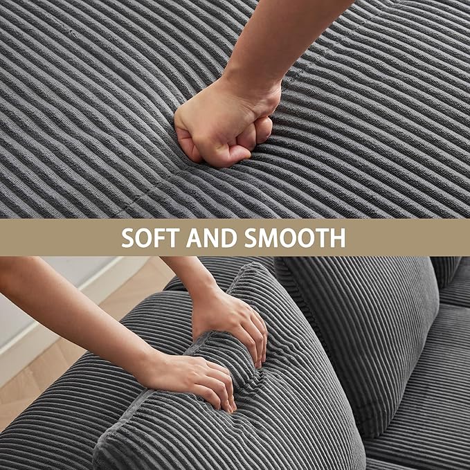 Modular Sectional Sofa with Movable Ottoman, 4 Seat Deep Seat Couch with 4 Pillows, Comfy Cloud Sectional Sofa for Living Room, Bedroom and Apartment (Grey, 1 Left+1 Right+2 Middle+2 Ottoman)