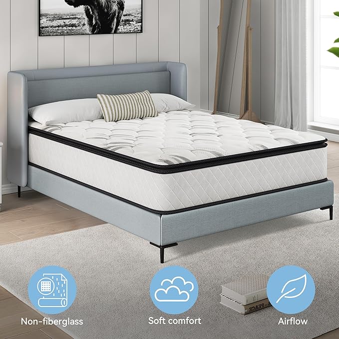 Susalt 14 Inch King Size Mattress, Hybrid Mattress Memory Foam Mattress, Individually Pocket Springs Mattress in a Box, CertiPUR-US