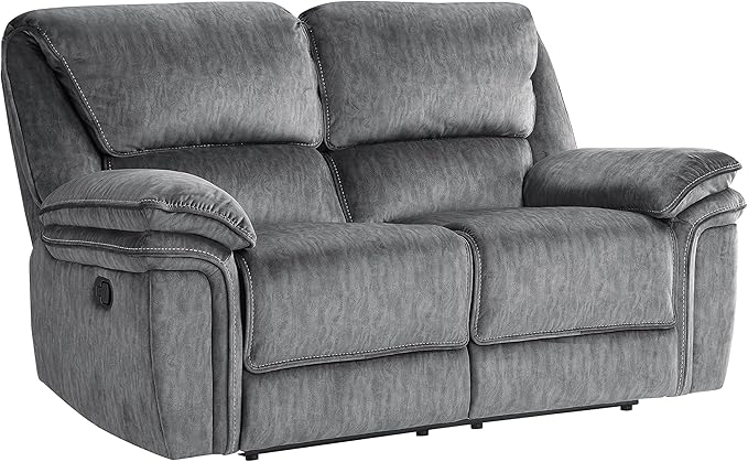 Lexicon Braddock Wall-Hugger Manual Double Reclining Loveseat, Gray