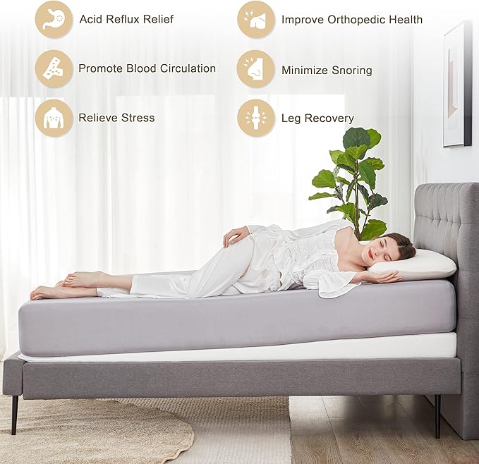 Lazyzizi King Inclined Wedge Mattress Topper, 5-Inch, Washable, Non-Slip Bottom, Promotes Better Sleep, Reduces Snoring, GERD Relief
