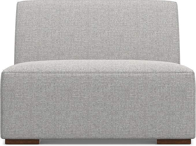 SIMPLIHOME Rex Center Sofa Module in 100% Recycled Polyester Tightly Woven Performance Fabric, Pale Grey, 34-inches Wide, Handcrafted Modern-Style Armless Sofa or Armless Chair for Living Room