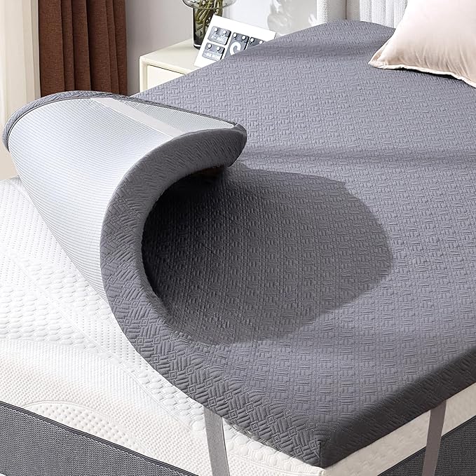 BDEUS 3 Inch Mattress Topper Twin Size, Soft Memory Foam for Back Pain Relief, Breathable Bed Topper with Dark Grey Cover, CertiPUR-US Certified