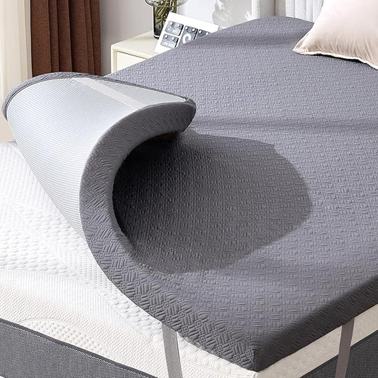 BDEUS 3 Inch Mattress Topper Twin Size, Soft Memory Foam for Back Pain Relief, Breathable Bed Topper with Dark Grey Cover, CertiPUR-US Certified