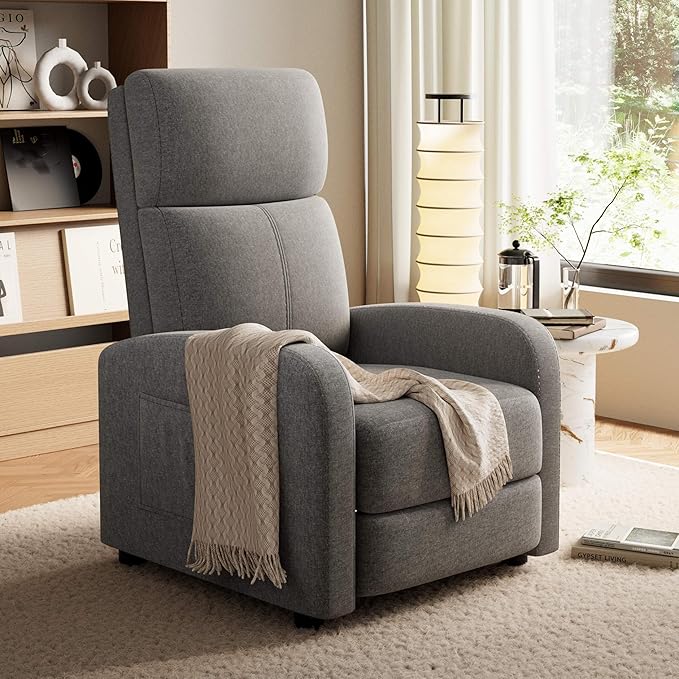 Garvee Recliner Chair for Adults Set of 2 PU Leather Lazy Recliner Ergonomic Adjustable Single Sofa Enhanced with Side Pocket, Tall Back, Wide Arms & Padded Seat, Home Theater Seating for Living Room