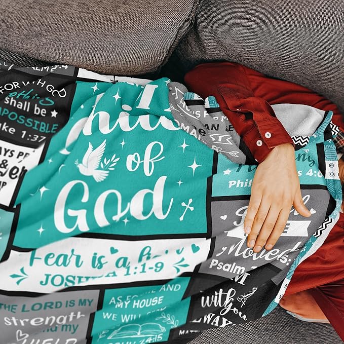 Christian Gifts for Women Men Blanket 60"x50", Christian Gift for Kids, Religious Bible Catholic Spiritual Inspirational Baptism Birthday Gift Ideas Blankets