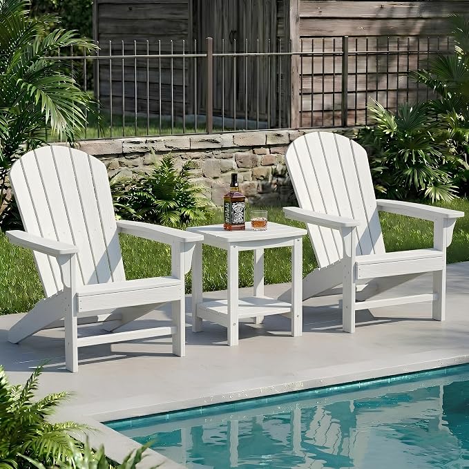 Y&M Outdoor Side Table, HIPS Adirondack Small Double Layer Table, Waterproof Square Outside Table, Balcony Modern End Tables for Patio, Pool, Beach, Porch, Deck, Indoor or Outdoor Use, White - Image 4