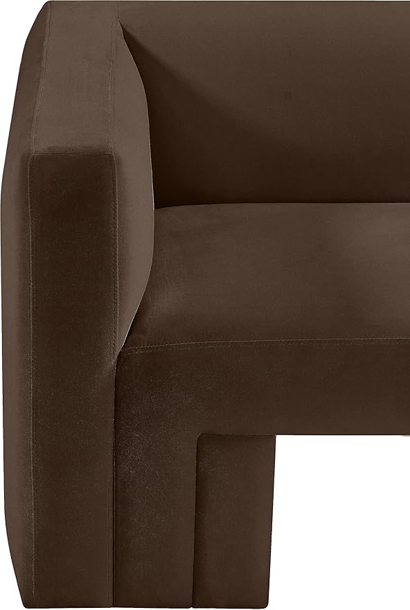 Meridian Furniture 665Brown-S Henson Collection Modern | Contemporary Velvet Upholstered Sofa with Rich Brown Velvet, Solid Wood Frame, 89.5" W x 34.5" D x 28" H, Brown