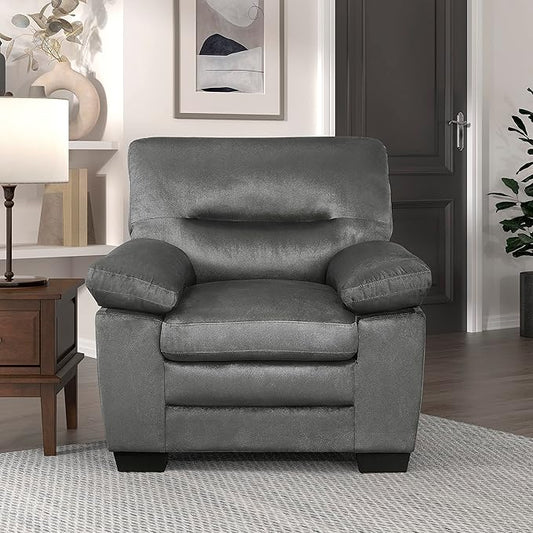 Lexicon Single Sofa Chair for Living Room Accent Chair, Upholstered Armchair Comfy Chair for Bedroom/Office/Waiting Room, Dark Gray