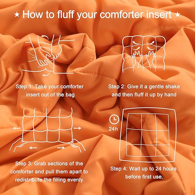 NTBAY Queen Comforter - Down Alternative Duvet Insert, All Season Bedding Quilted with Corner Tabs, Machine Washable, Soft Comforter Only, Orange