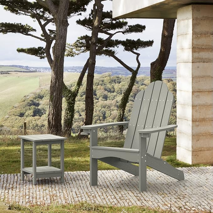 LUE BONA HDPS Adirondack Chairs, Fire Pit Outdoor Chair Weather Resistant with Cup Holder, Modern Plastic Chair Plastic for Patio, Deck, Proch, 350LBS, Gray - Image 6