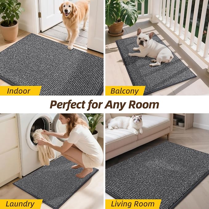 JSEI Dirt Trapper Door Mat 36"x60" Non-Slip Washable Entrance Mat, Dog Doormats, Absorbent & Fade-Resistant Floor Mats, Low Profile Welcome Mats for Entryway, Front Door, and Inside Entrance, Charcoal - Image 8