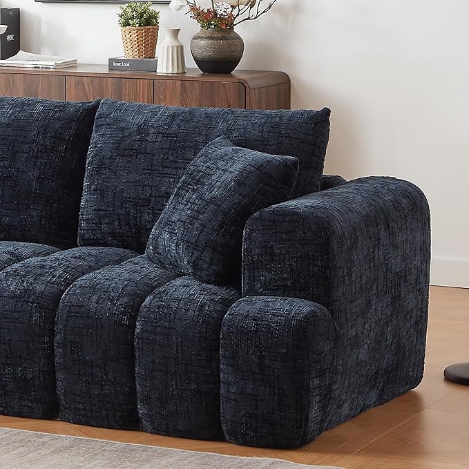 108 Inch Oversized Cloud Modular Sectional Sofa with Left Facing Chaise, L Shaped Floor Lounge Couch, Comfy Tufted Chenille Boneless Sofa with Deep Seat,No Assembly Required for Living Room Office