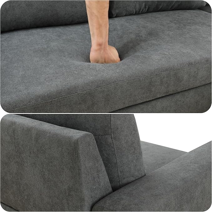 83 Inch Pull Out Couch, Convertible Sofa Bed for Living Room, Comfortable Sleeper Sofa with Pull Out Bed, Modern Sectional Couches with Storage Chaise, Easy Assembly for Apartment, Dark Grey