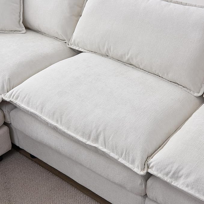 105" Oversized Modular Cloud Sectional Sofa Free Convertible L-Shaped Corner Sectional with Movable Ottoman, Chenille Upholstered Multiple Cushions Cloud Sofa Couches | Easy to Assemble