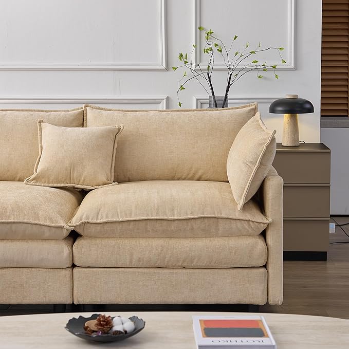 105" Oversized Modular Cloud Sectional Sofa Free Convertible L-Shaped Corner Sectional with Movable Ottoman, Chenille Upholstered Multiple Cushions Cloud Sofa Couches | Easy to Assemble