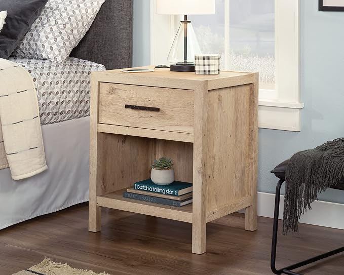 Sauder Pacific View Bedroom Night Stand, Spacious Storage, 1 Drawer Nightstand, Prime Oak Finish - Image 2
